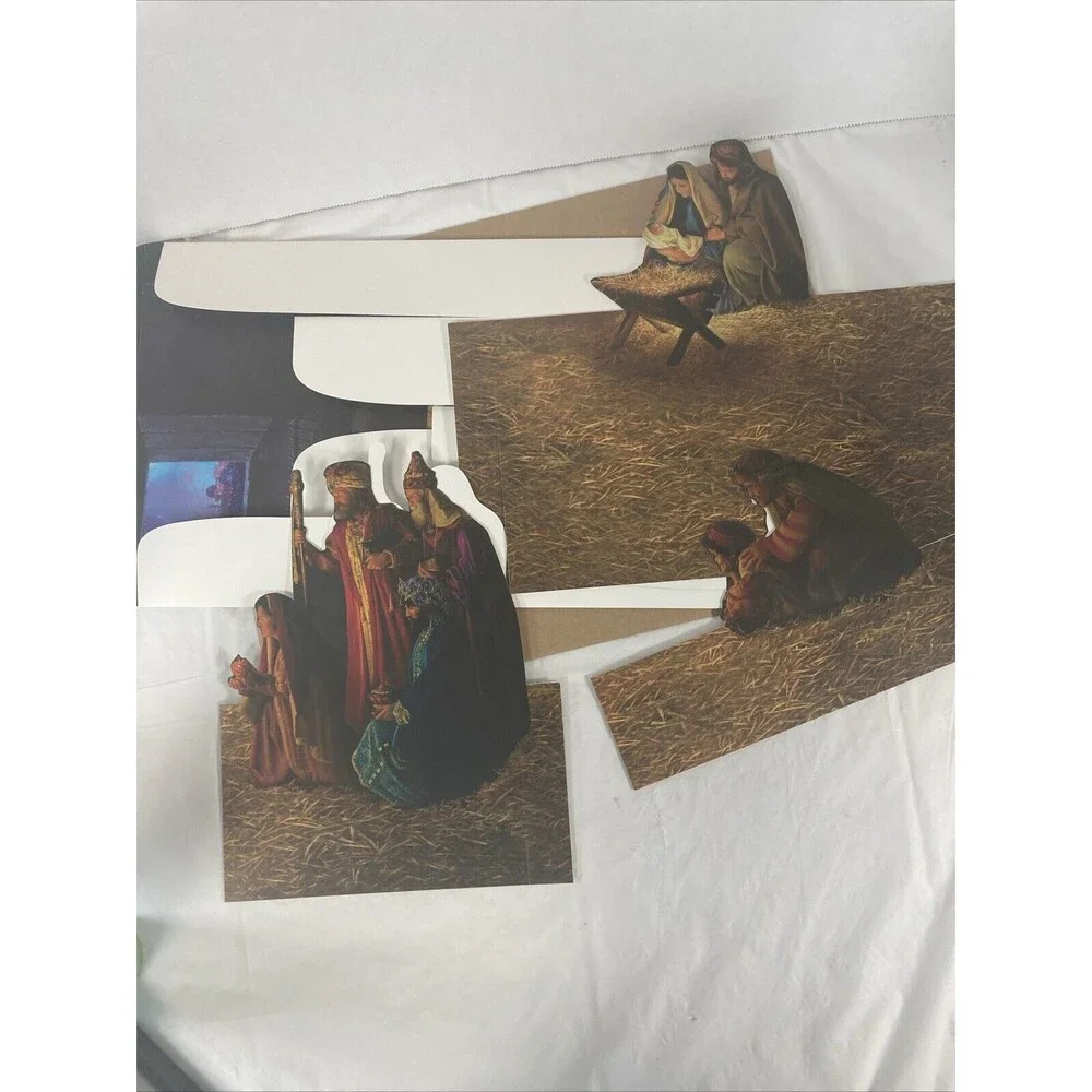 Greg Olsen Nativity 4-piece Diorama With Envelope Christmas Holy Family Jesus